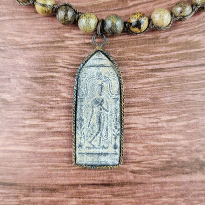 Buddha Pendant Beaded Snake Jasper Necklace - ivyandlavyboutique ZINC Designs