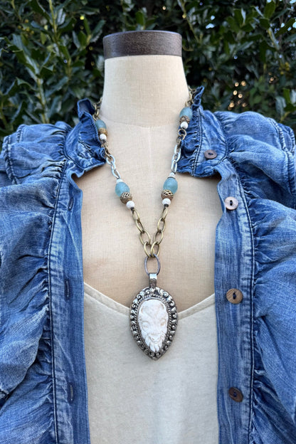 Buffalo Carved Statement Necklace - ivyandlavyboutique ivyandlavyboutique