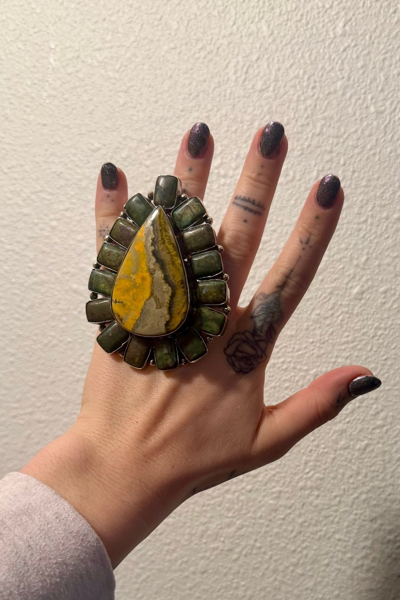 Bumble Bee Jasper & Agate Teardrop Ring - ivyandlavyboutique ivyandlavyboutique