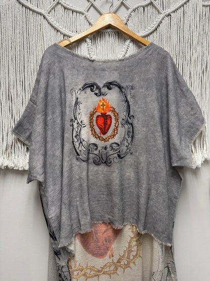 Burning Heart Hi Lo (Sacred Heart) - ivyandlavyboutique I LOVE LINEN