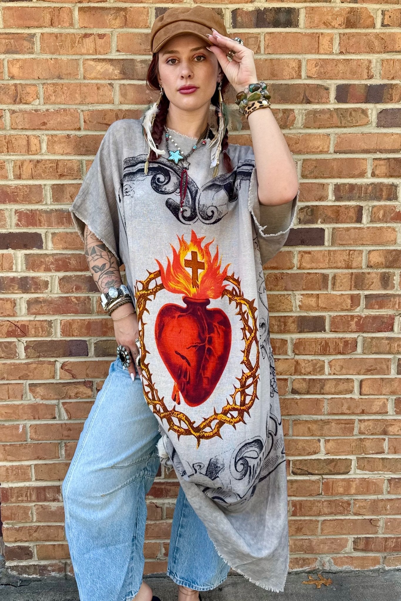 Burning Heart Hi Lo (Sacred Heart) - ivyandlavyboutique I LOVE LINEN