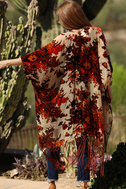 Burnout Florals Kimono - ivyandlavyboutique ANGIE