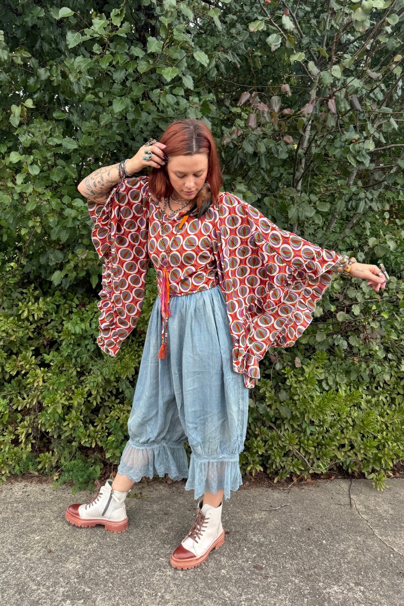 Butterfly Center Cinched Top Combo B - ivyandlavyboutique Karma Highway