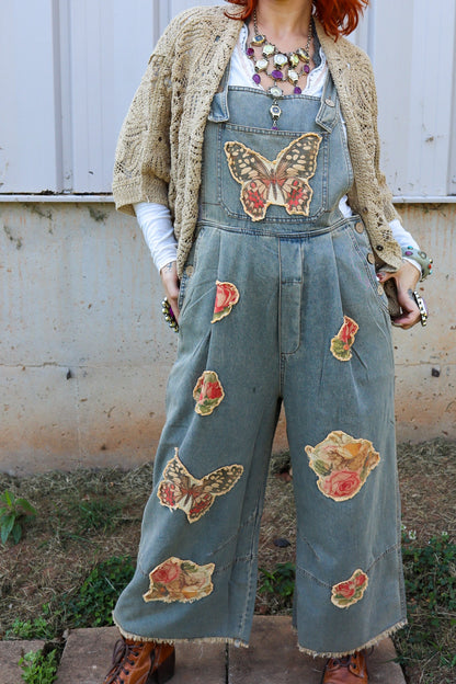 Butterfly Euphoria Overall - ivyandlavyboutique Blue Velvet