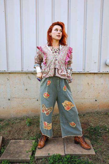 Butterfly Euphoria Overall - ivyandlavyboutique Blue Velvet