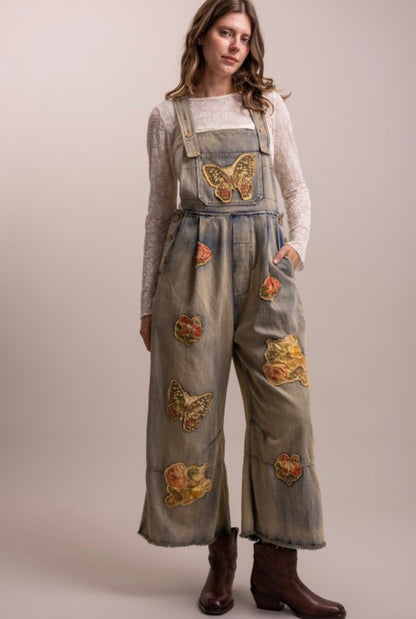 Butterfly Euphoria Overall - ivyandlavyboutique Blue Velvet