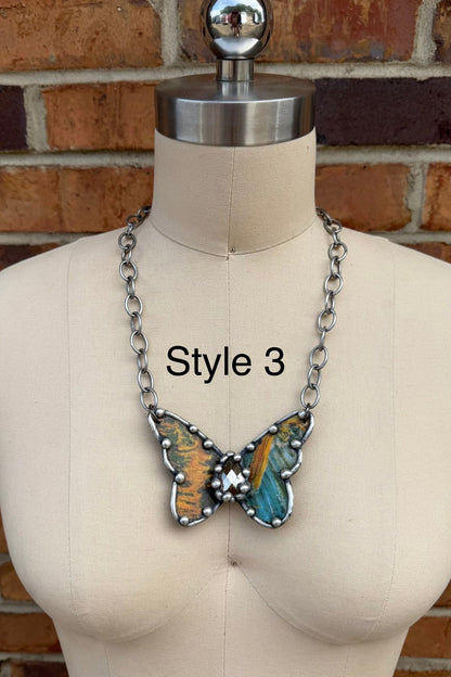 Butterfly Flit Tin Necklaces - ivyandlavyboutique Art by Amy