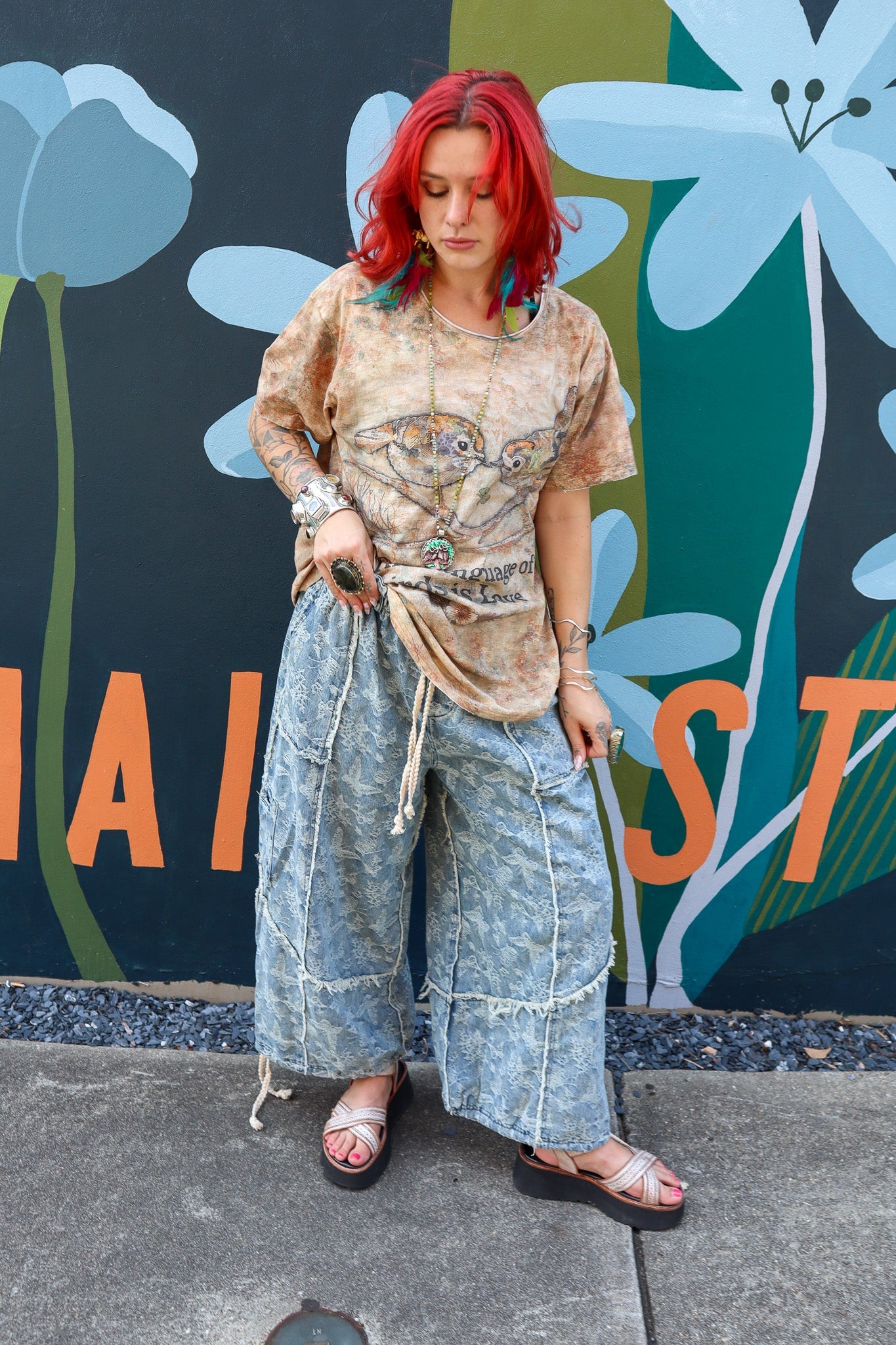 Butterfly Fly Away Denim Ballon Pant - ivyandlavyboutique Blue Velvet