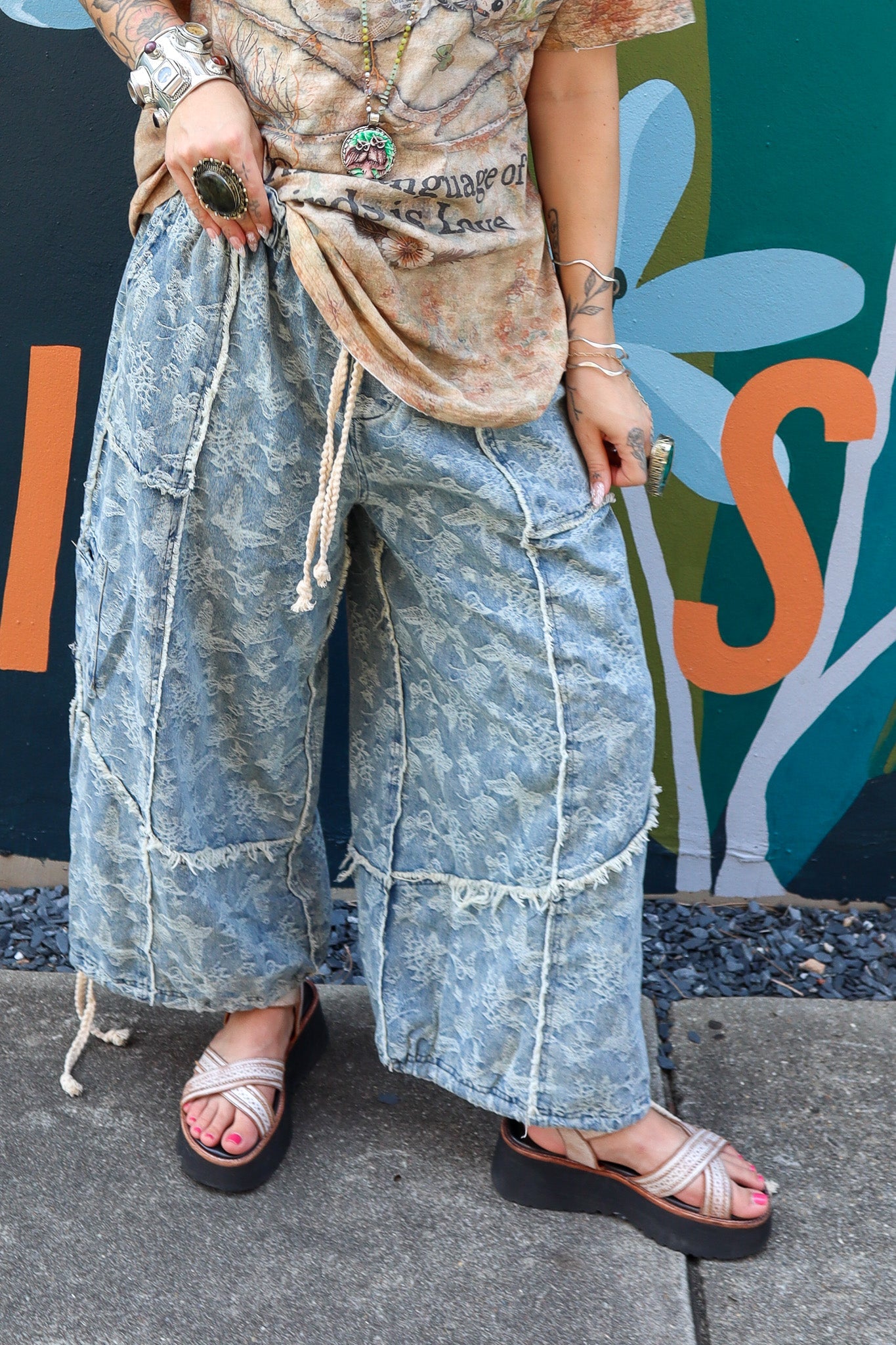 Butterfly Fly Away Denim Ballon Pant - ivyandlavyboutique Blue Velvet