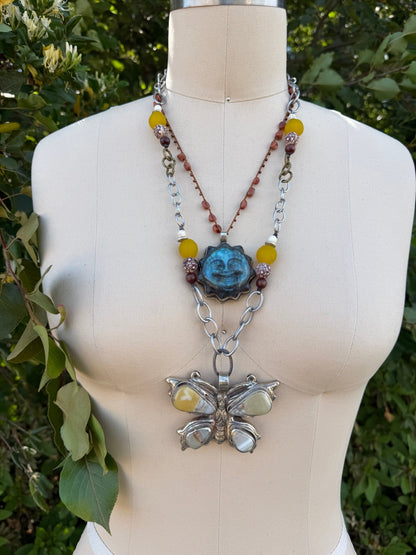 Butterfly in the Sun Yellow Glass Necklace - ivyandlavyboutique ivyandlavyboutique