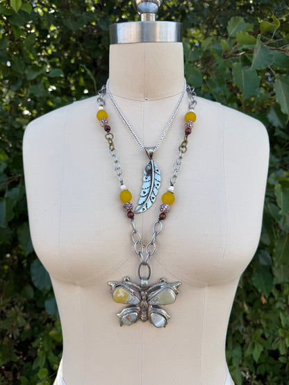 Butterfly in the Sun Yellow Glass Necklace - ivyandlavyboutique ivyandlavyboutique