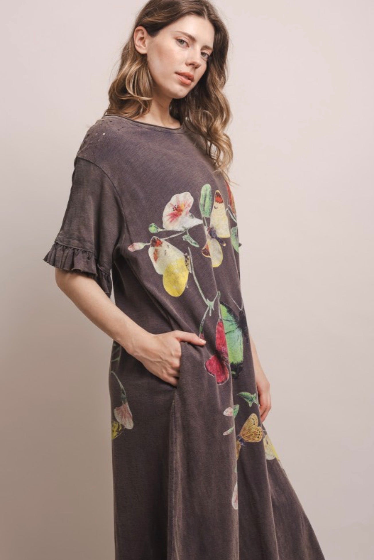 Butterfly Prance Midi Tunic Dress - ivyandlavyboutique Blue Velvet