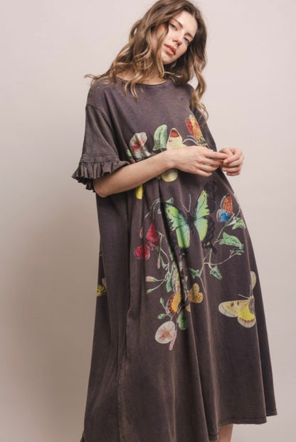 Butterfly Prance Midi Tunic Dress - ivyandlavyboutique Blue Velvet