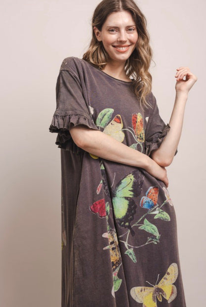 Butterfly Prance Midi Tunic Dress - ivyandlavyboutique Blue Velvet
