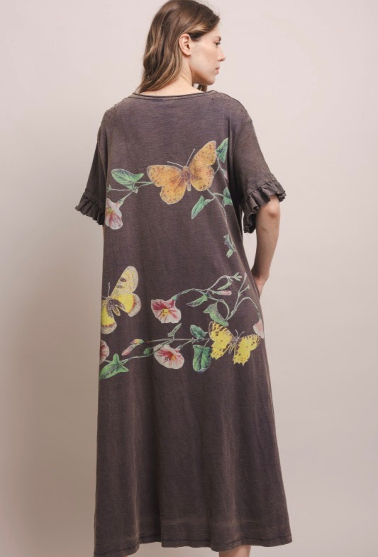 Butterfly Prance Midi Tunic Dress - ivyandlavyboutique Blue Velvet