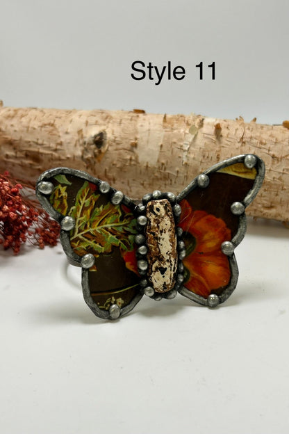 Butterfly Recycled Tin Cuff Bracelet w/ Gemstone - ivyandlavyboutique ivyandlavyboutique