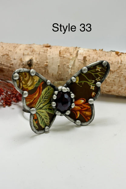 Butterfly Recycled Tin Cuff Bracelet w/ Gemstone - ivyandlavyboutique ivyandlavyboutique