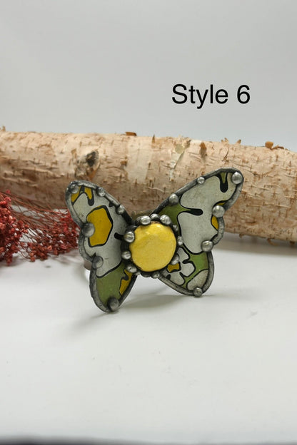 Butterfly Recycled Tin Cuff Bracelet w/ Gemstone - ivyandlavyboutique ivyandlavyboutique
