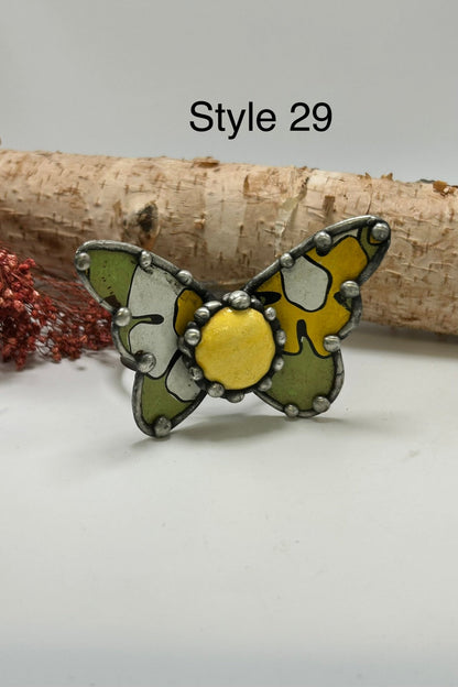 Butterfly Recycled Tin Cuff Bracelet w/ Gemstone - ivyandlavyboutique ivyandlavyboutique
