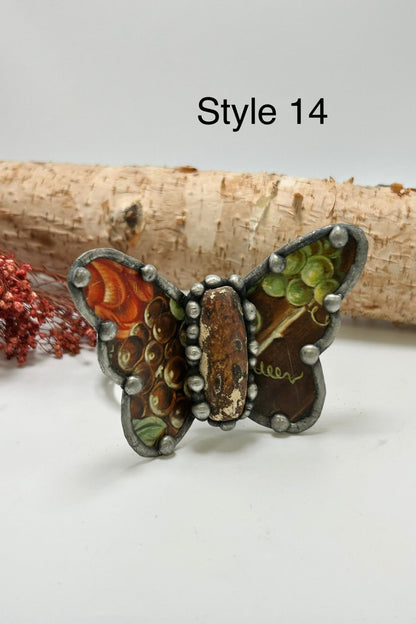 Butterfly Recycled Tin Cuff Bracelet w/ Gemstone - ivyandlavyboutique ivyandlavyboutique