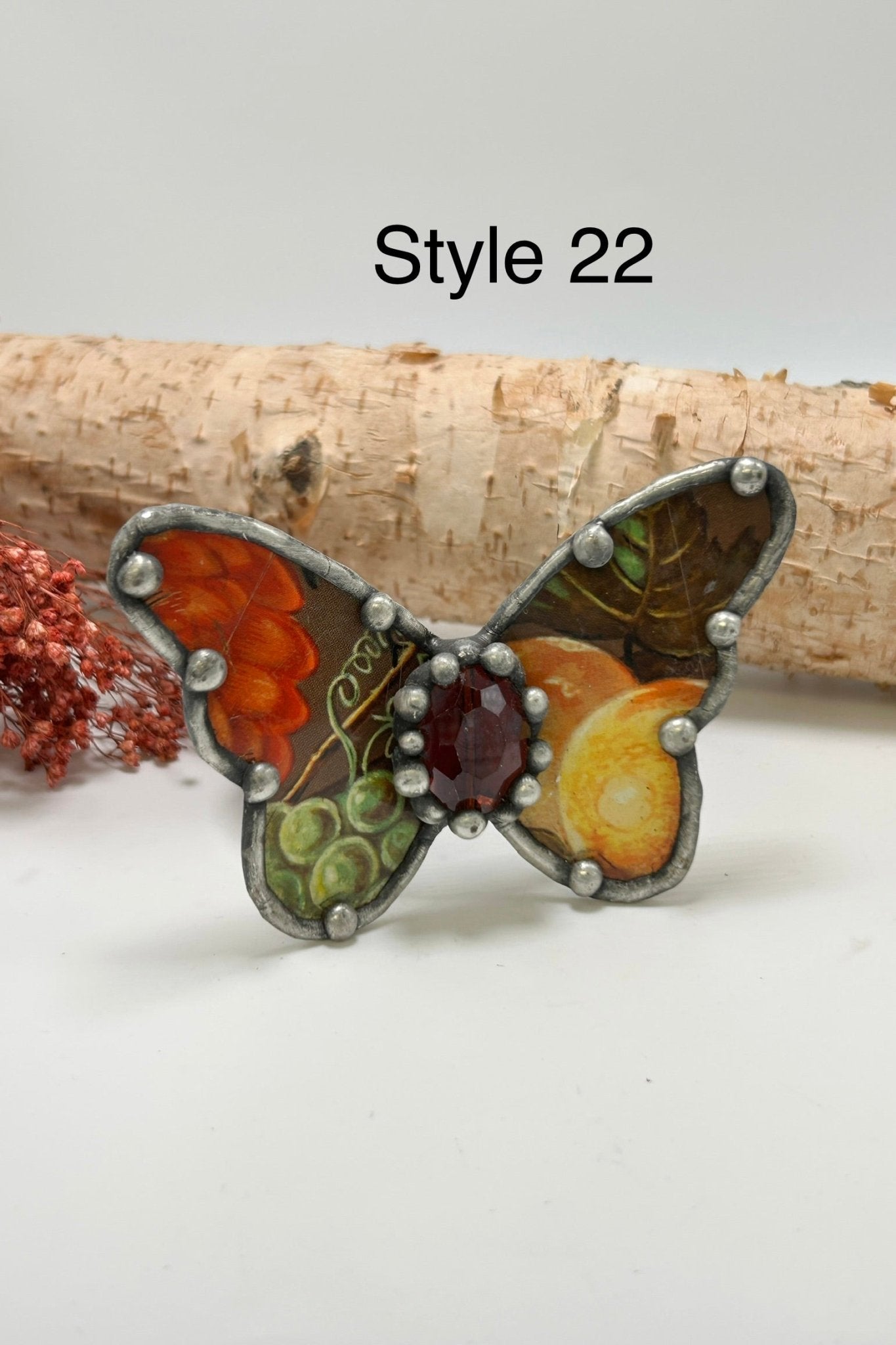 Butterfly Recycled Tin Cuff Bracelet w/ Gemstone - ivyandlavyboutique ivyandlavyboutique