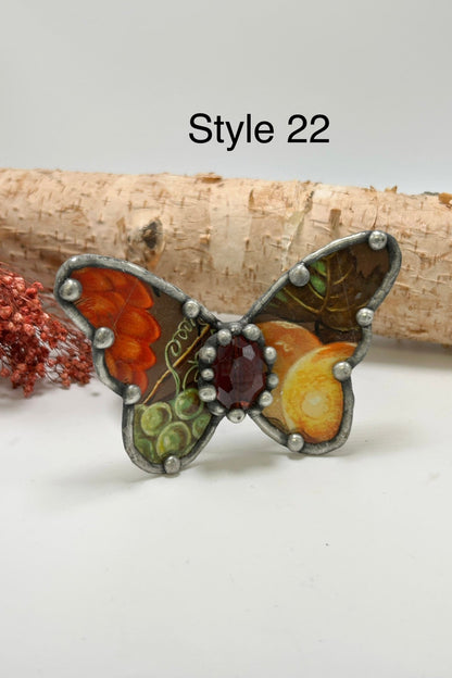 Butterfly Recycled Tin Cuff Bracelet w/ Gemstone - ivyandlavyboutique ivyandlavyboutique