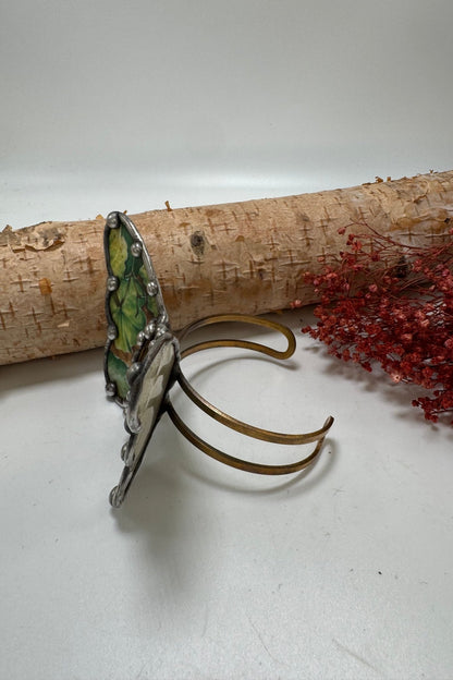 Butterfly Recycled Tin Cuff Bracelet w/ Gemstone Style 23 - ivyandlavyboutique ivyandlavyboutique