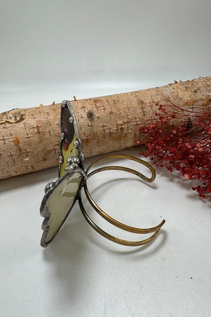 Butterfly Recycled Tin Cuff Bracelet w/ Gemstone Style 24 - ivyandlavyboutique ivyandlavyboutique