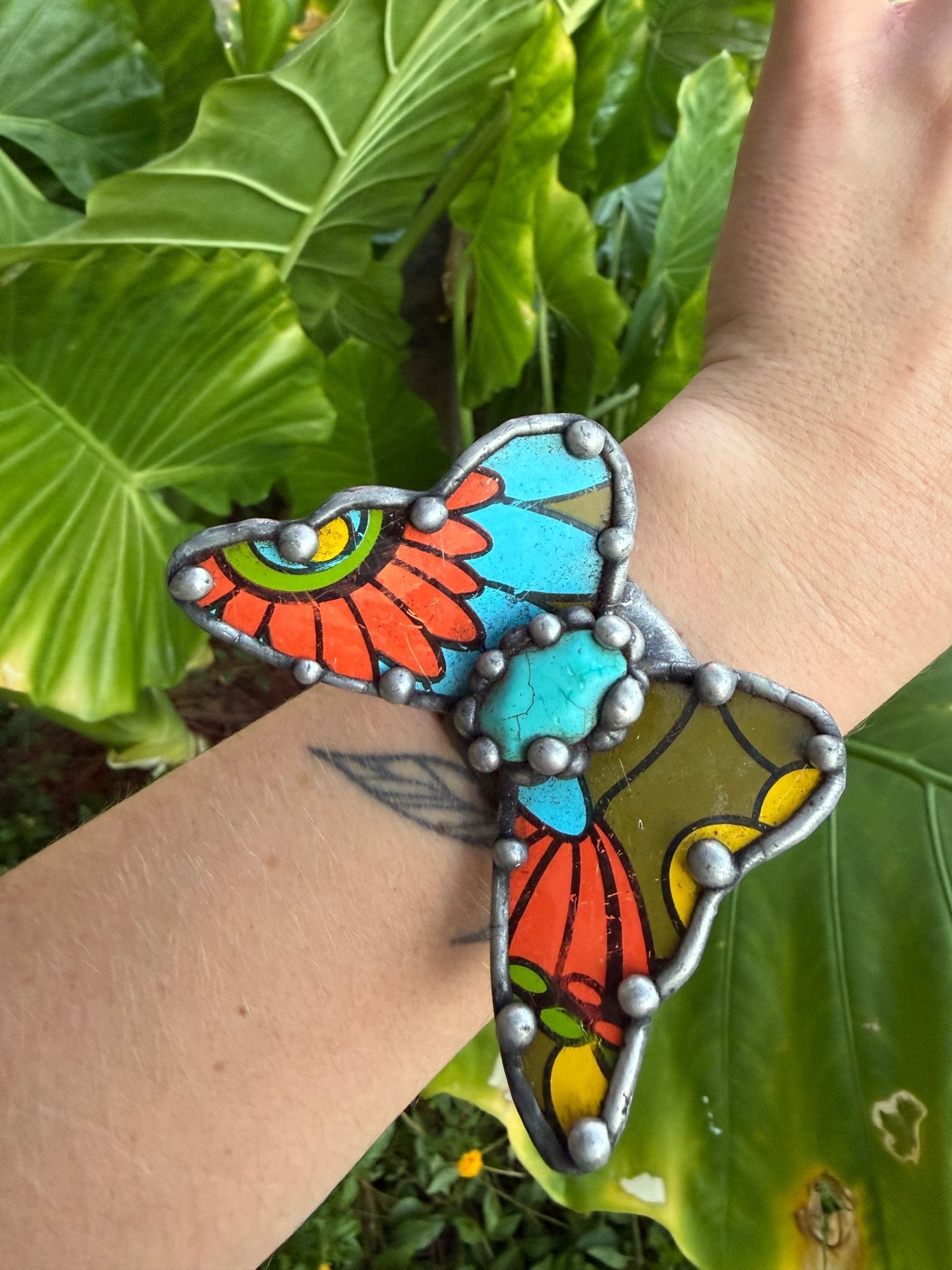 Butterfly Recycled Tin Ring or Bracelet w/ Gemstone Combo 3 - ivyandlavyboutique ivyandlavyboutique