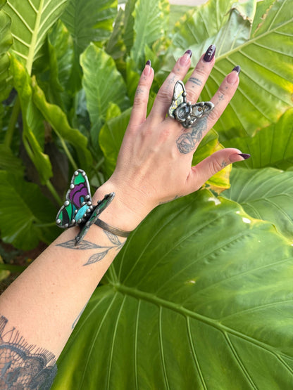Butterfly Recycled Tin Ring or Bracelet w/ Gemstone - ivyandlavyboutique ivyandlavyboutique