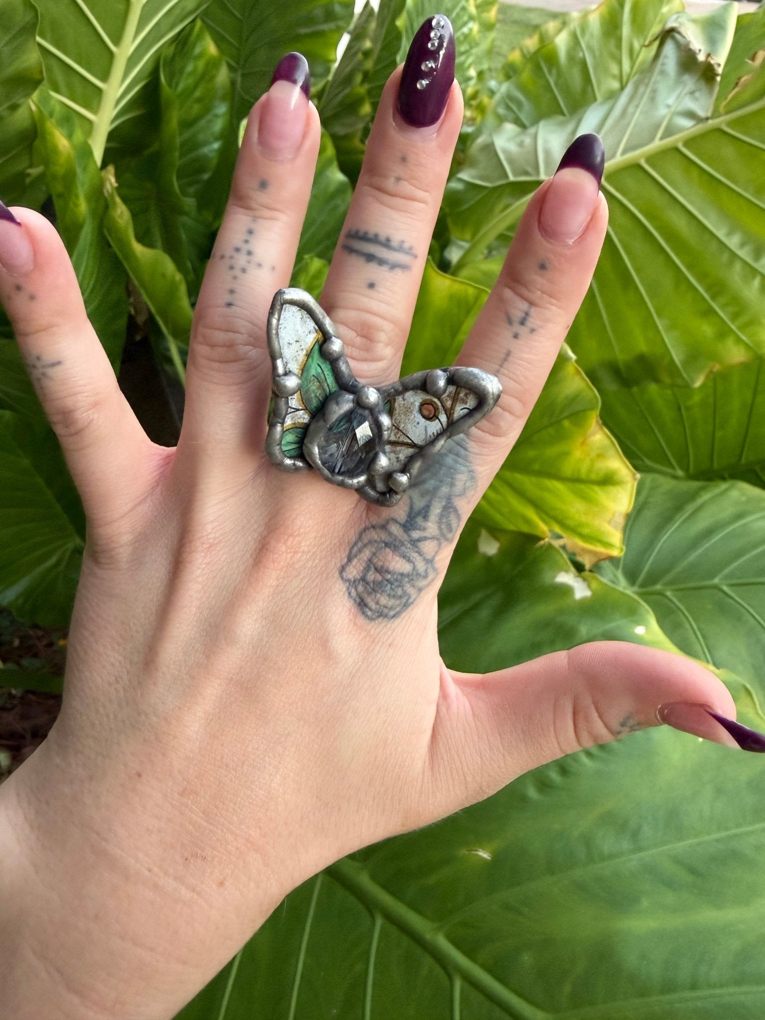 Butterfly Recycled Tin Ring or Bracelet w/ Gemstone - ivyandlavyboutique ivyandlavyboutique