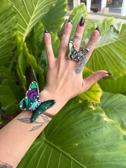 Butterfly Recycled Tin Ring or Bracelet w/ Gemstone - ivyandlavyboutique ivyandlavyboutique