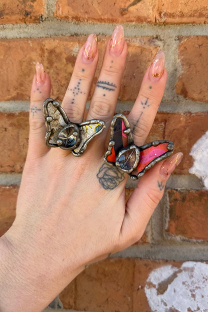 Butterfly Recycled Tin Ring w/ Gemstone 2 - ivyandlavyboutique ivyandlavyboutique
