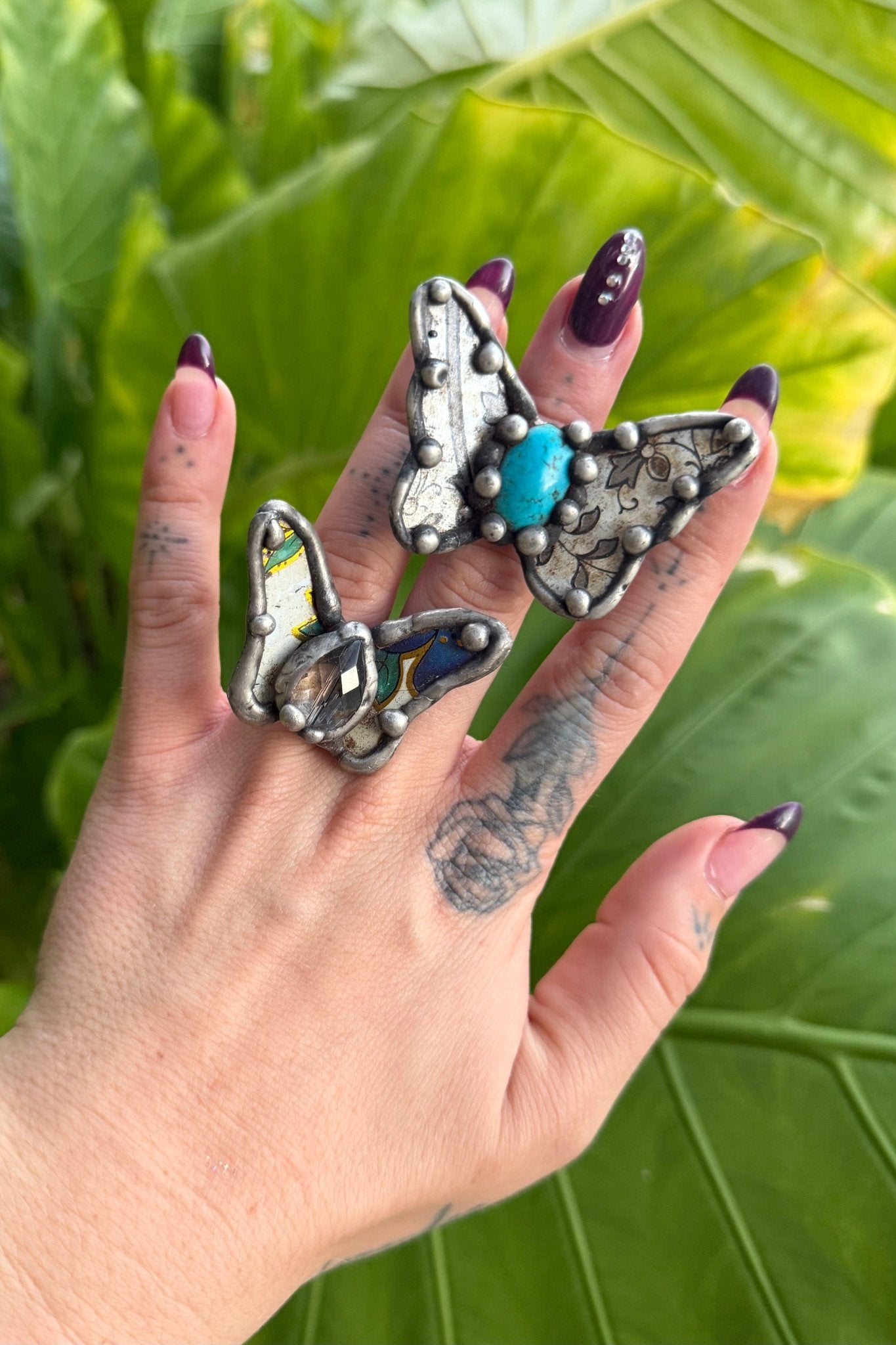 Butterfly Recycled Tin Ring w/ Gemstone - ivyandlavyboutique ivyandlavyboutique