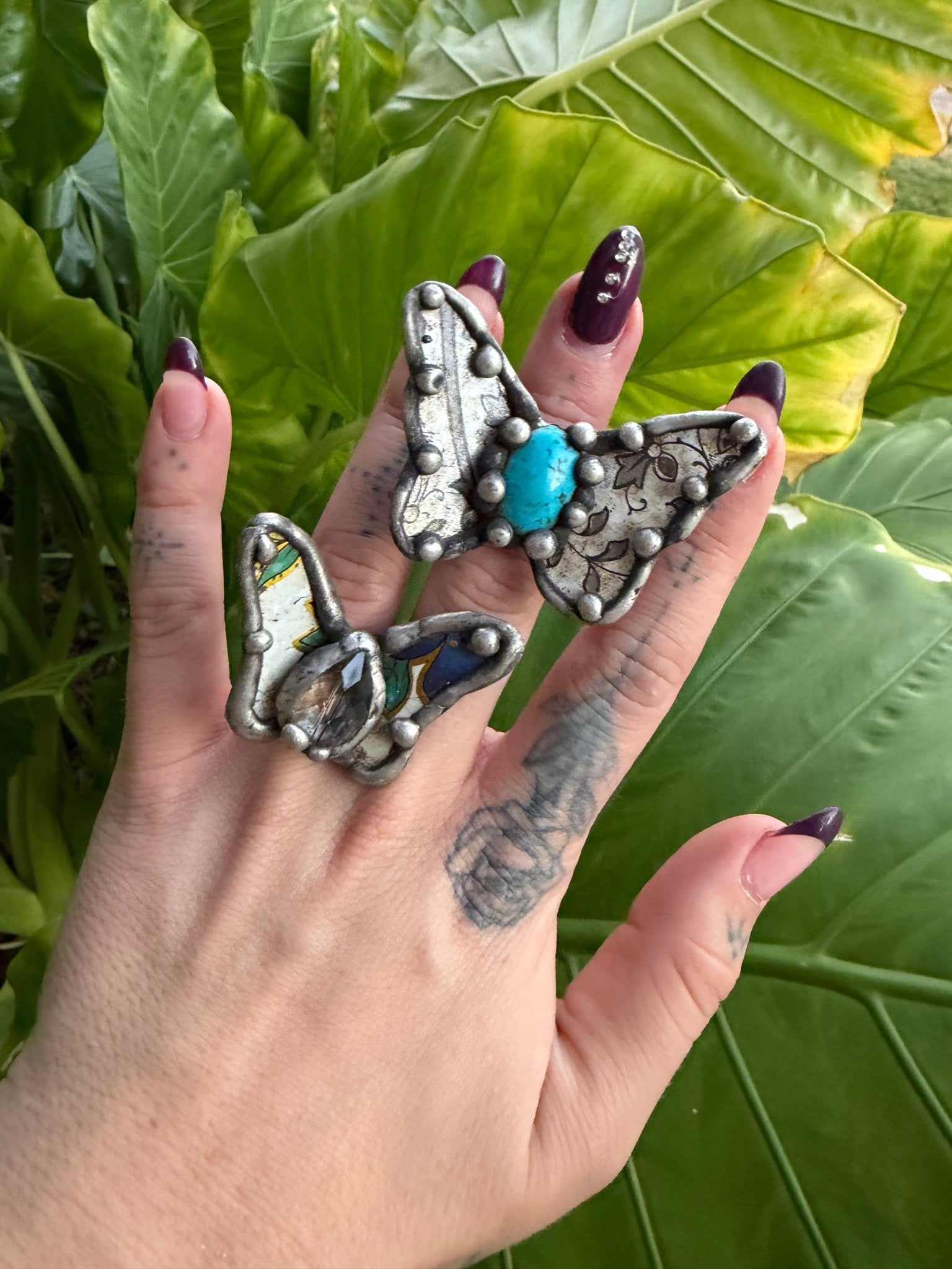 Butterfly Recycled Tin Ring w/ Gemstone - ivyandlavyboutique ivyandlavyboutique
