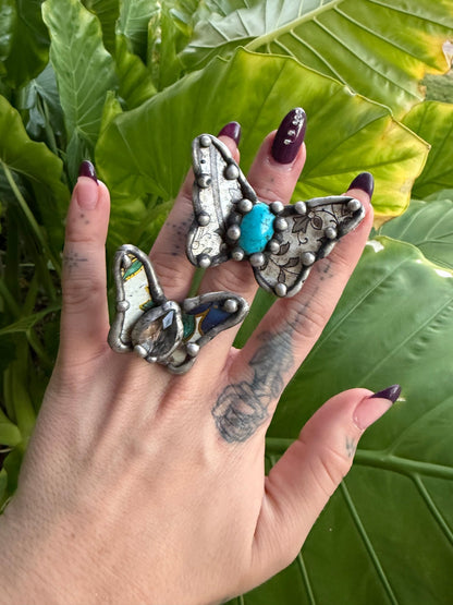 Butterfly Recycled Tin Ring w/ Gemstone - ivyandlavyboutique ivyandlavyboutique