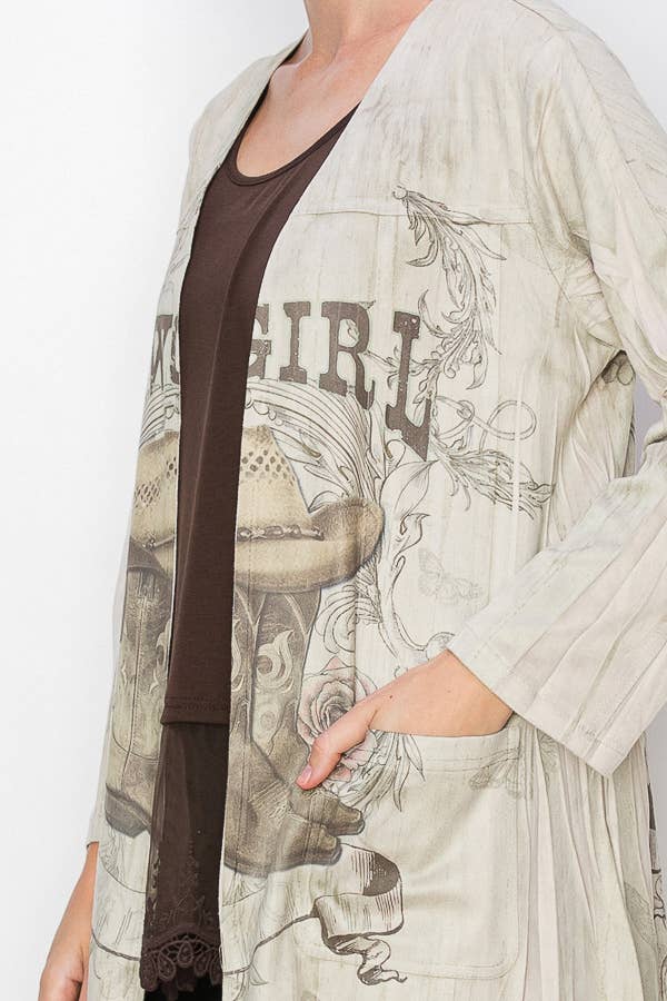 Buttery Faux Suede Longline Jacket With Pockets COWGIRL - ivyandlavyboutique Origami Apparel ~ Lace and Crochet inspired