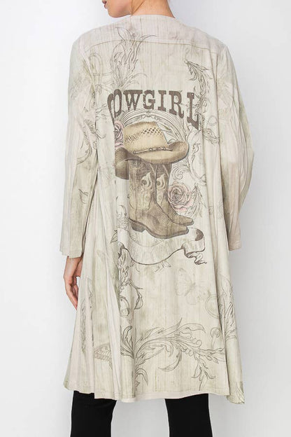 Buttery Faux Suede Longline Jacket With Pockets COWGIRL - ivyandlavyboutique Origami Apparel ~ Lace and Crochet inspired