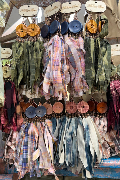 Button Flannel Earrings - Boho Wanderlust Boutique A Rare Bird Shop