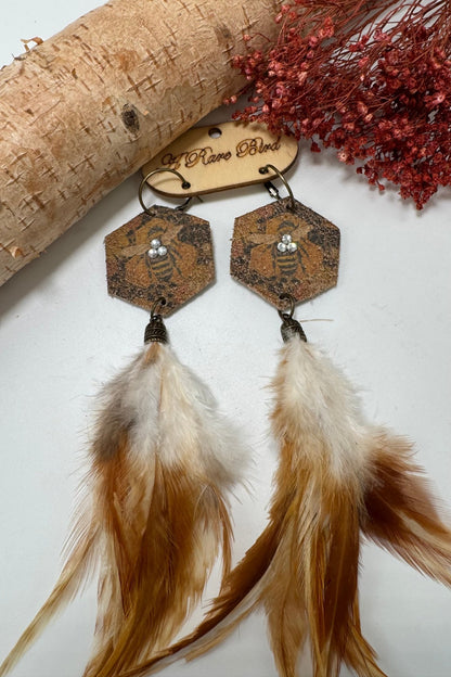 Buzzin Around Feather Earring - ivyandlavyboutique A Rare Bird Shop