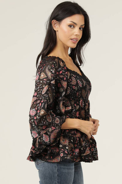 Fall Petal Bell Sleeve Top