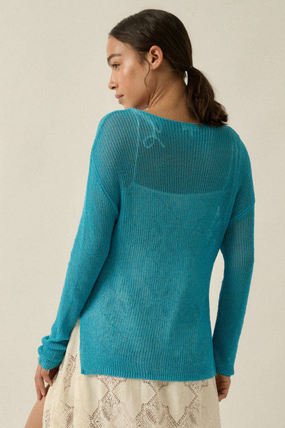 Lightweight Knit Loose-Fit Boatneck Sweaterr