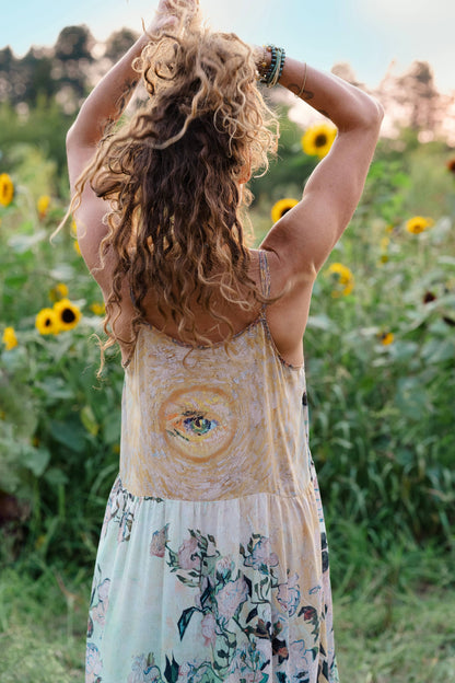 I Paint My Dream Van Gogh Bohéme Long Maxi Slip Dress