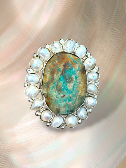 Preorder - Large Turquoise Baroque Pearl Ring