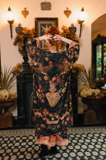 Preorder November -  Heart of Gold Opera Duster Kimono Robe w/ Sacred Heart