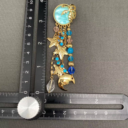 Vintage Star Moon Fringe Sun Post Earrings - MS