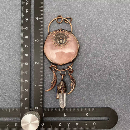 Natural Stone Crystal Sun God Moon Craft Charm - CS