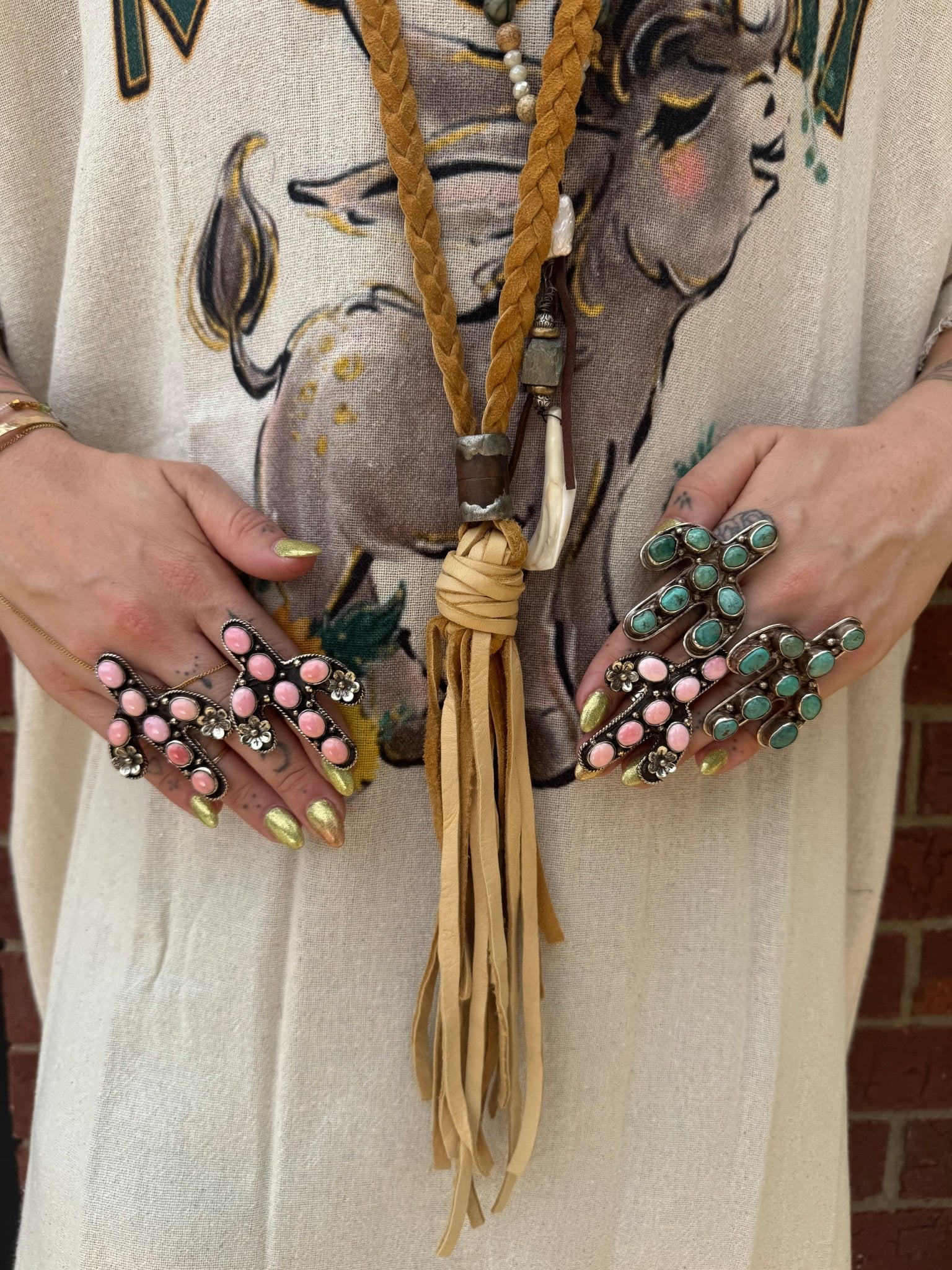 Cactus in Gemstone Ring - ivyandlavyboutique ivyandlavyboutique