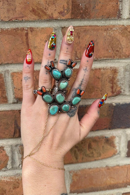 Cactus With Flowers Ring - Boho Wanderlust Boutique Boho Wanderlust Boutique