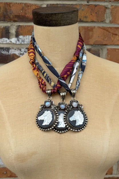 Cameo Horse Head on Fabric Choker - ivyandlavyboutique ivyandlavyboutique